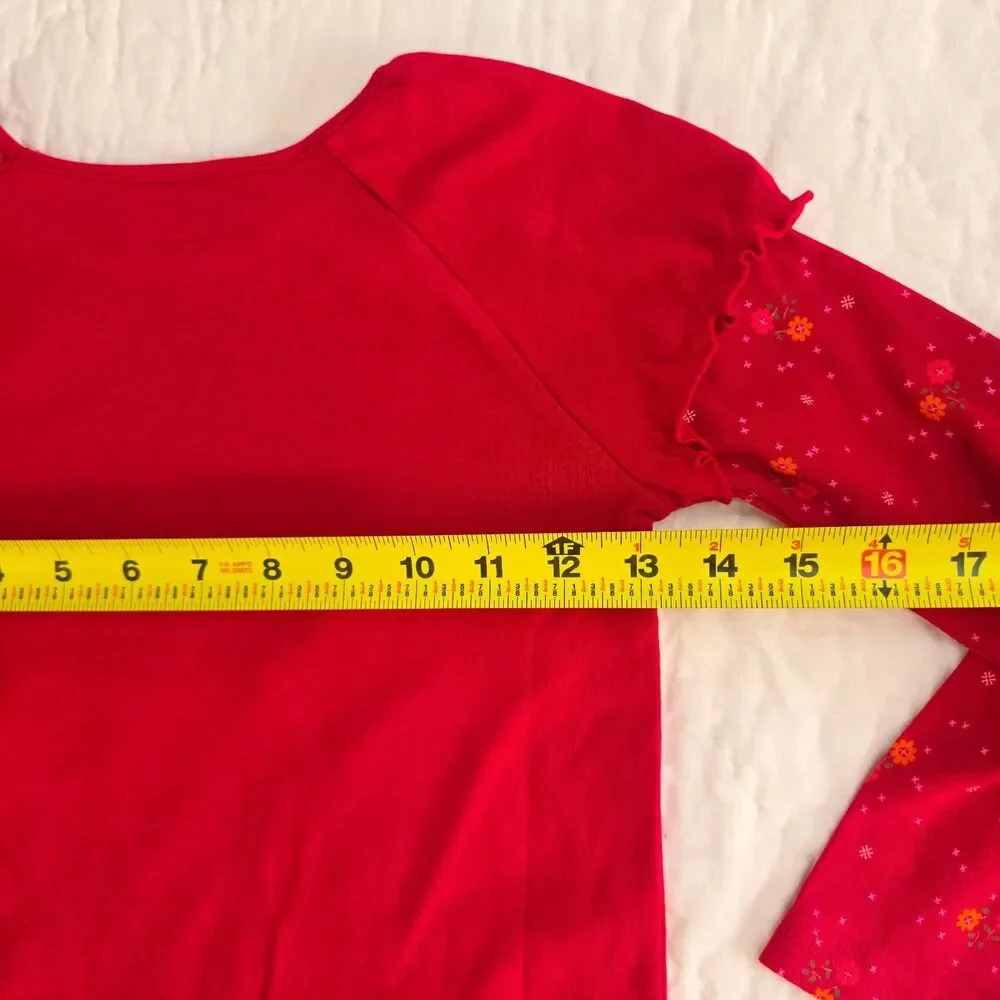 Vintage Gymboree Long Sleeved Top Size 6 Red Floral Layered T-Shirt 2007 NWT